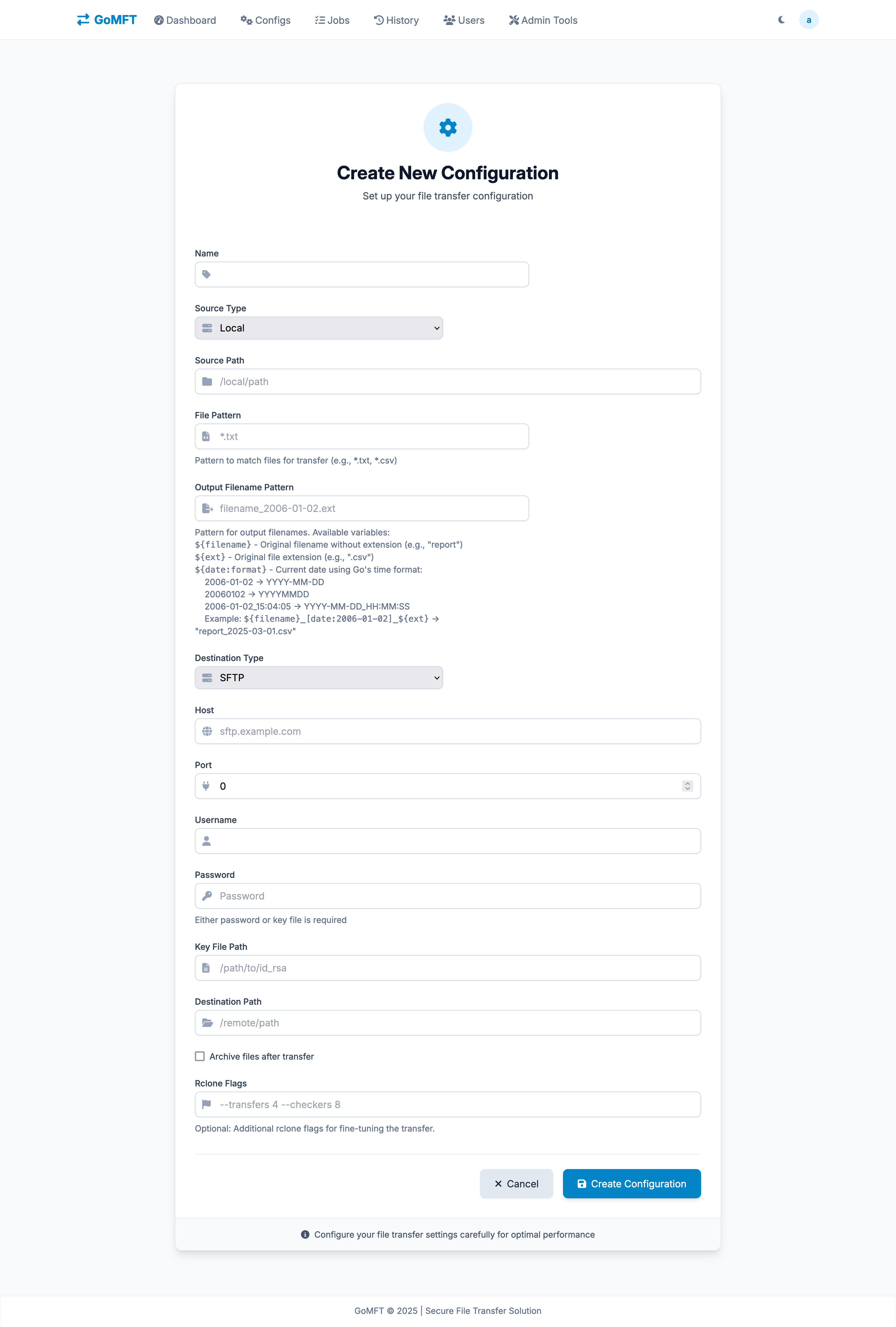 Transfer Configuration